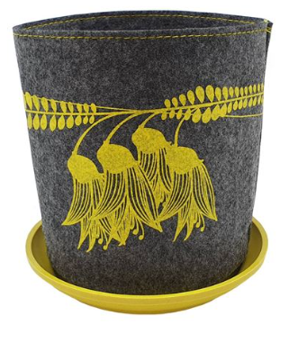 GROW BAG ECOCFELT - KOWHAI YELLOW ON MID GREY