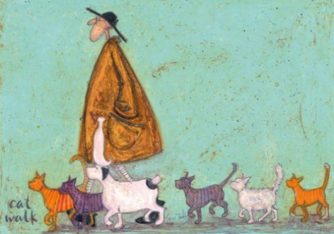 SAM TOFT-CAT WALK -GREETING CARD