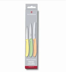 VICTORINOX 3 PCE KNIFE SET - YELLOW-GREEN-ORANGE